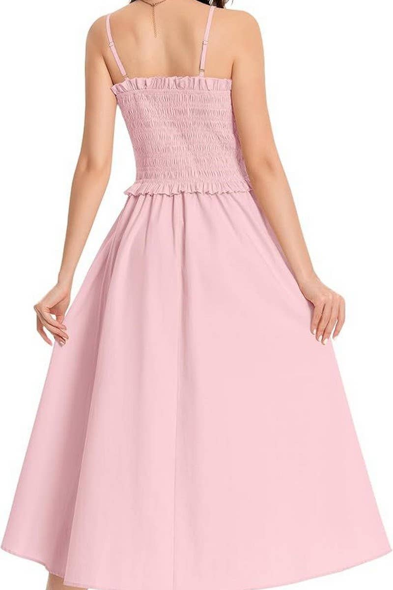 CWDMD5855_SOLID SLIM FIT WAIST TIE STRAP MAXI DRESS