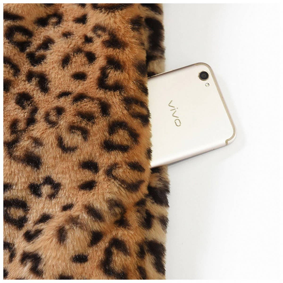 Leopard Faux Fur Coat Women Mid-Length Winter