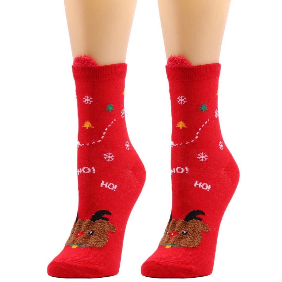 CWMS0819_Santa Elk Snowman Christmas Socks