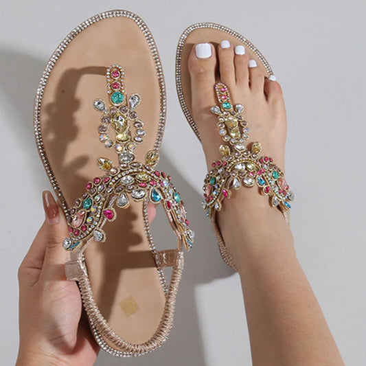 WOMAN BOHEMIAN STYLE GOLD  FLAT SANDAL