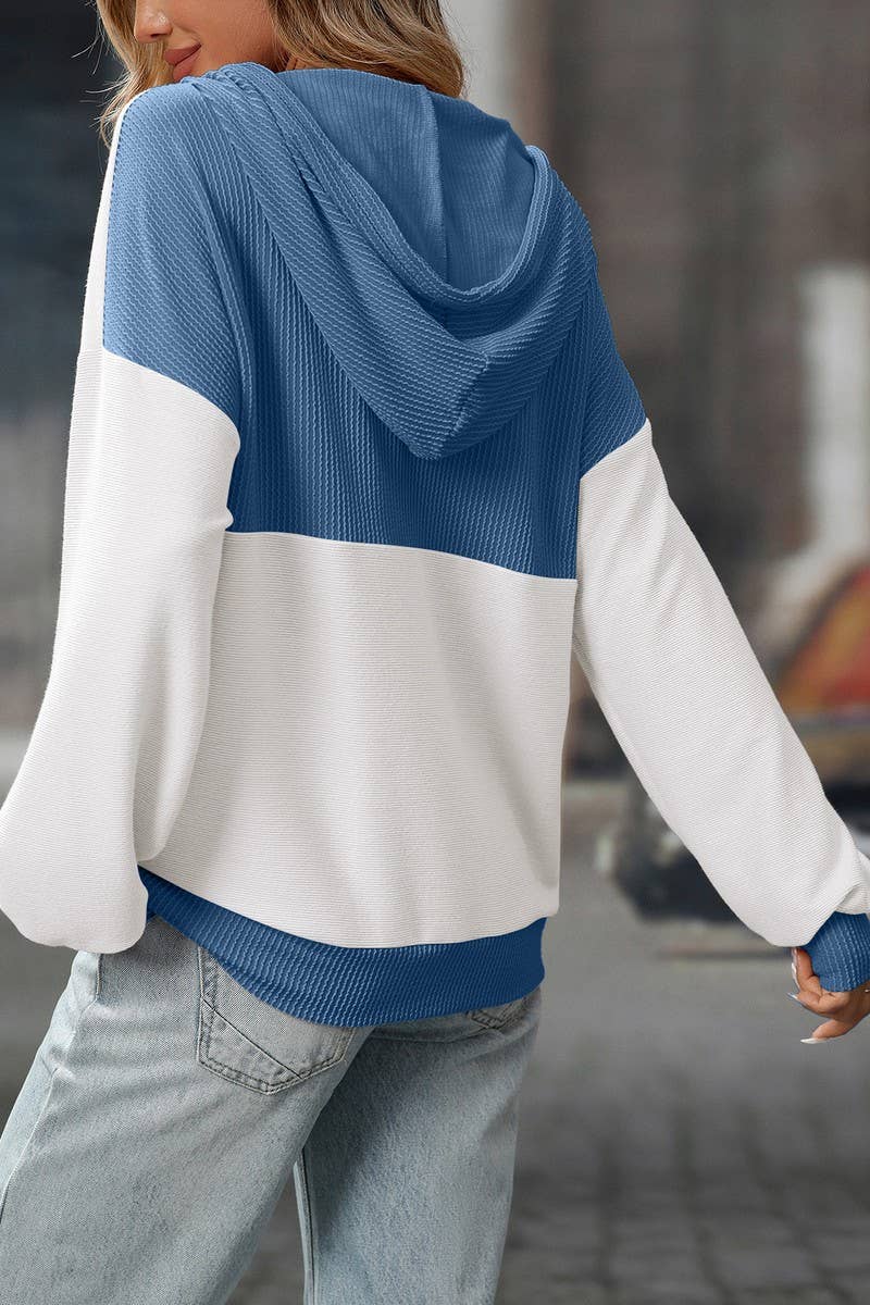 CWOHOL00601_COLORBLOCK TWIST STRIPE LOOSE HOODIE