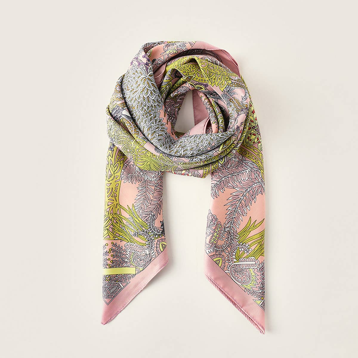 Vintage French Print Scarf ? 90cm Silk Feel Square