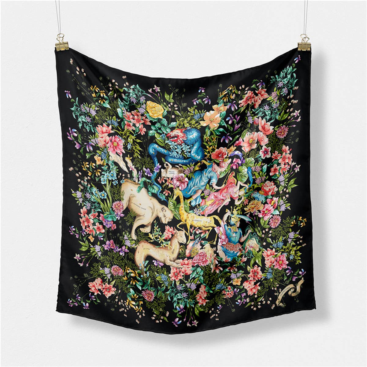 Elegant Floral Twill Satin Scarf for Shawl Wrap