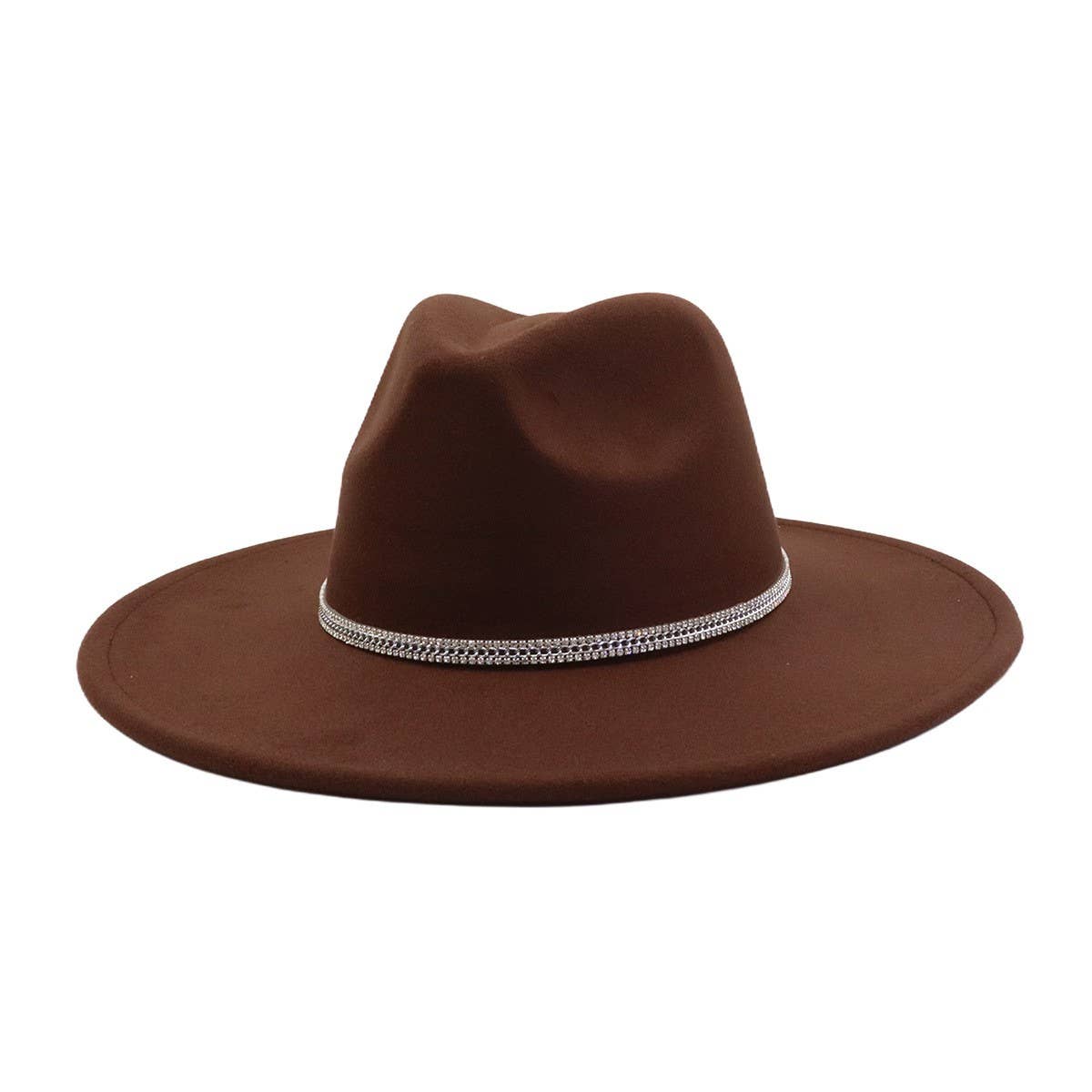 Unisex Wool Fedora Hat Ethnic Flat Brim Style_CWAH04402