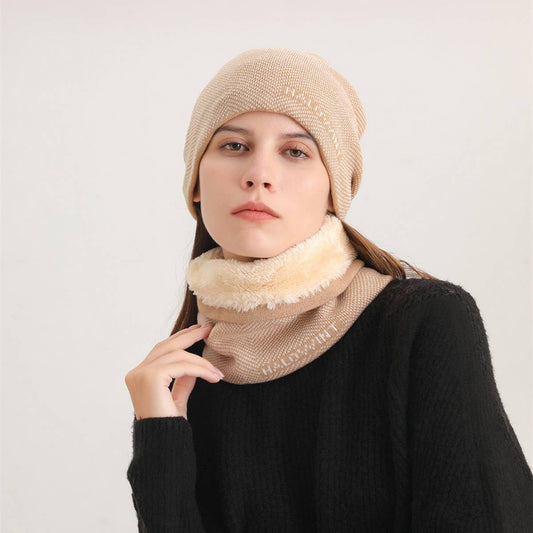 HERRINGBONE HOOD AND SCARF TWO-PIECE SET