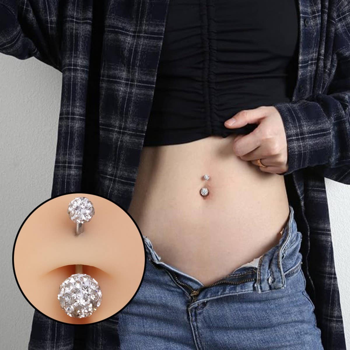 Clay Ball Belly Ring ? CZ Stainless Steel Piercing