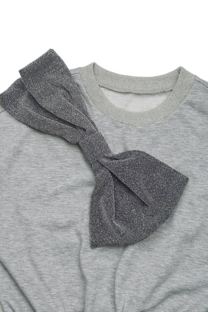 CWDSD6402_MID-LENGTH 3D BOW PARTY SWEATSHIRT DRESS