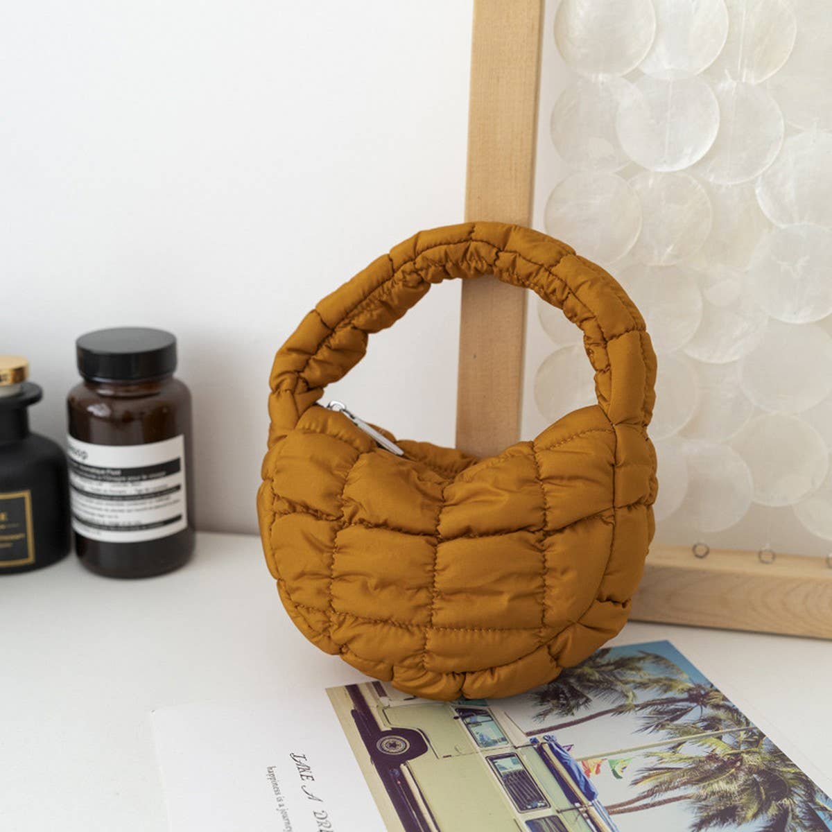 Stylish Plaid Puffy Cloud Handbag  Mini Tote_CUAB00506