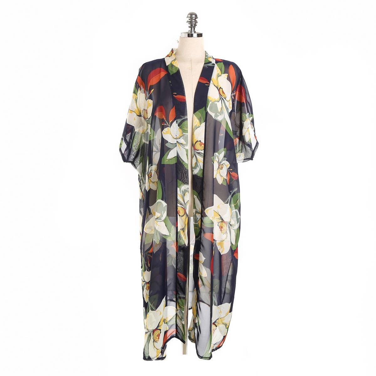 FLORAL PRINT FLOUNCE SLEEVE KIMONO