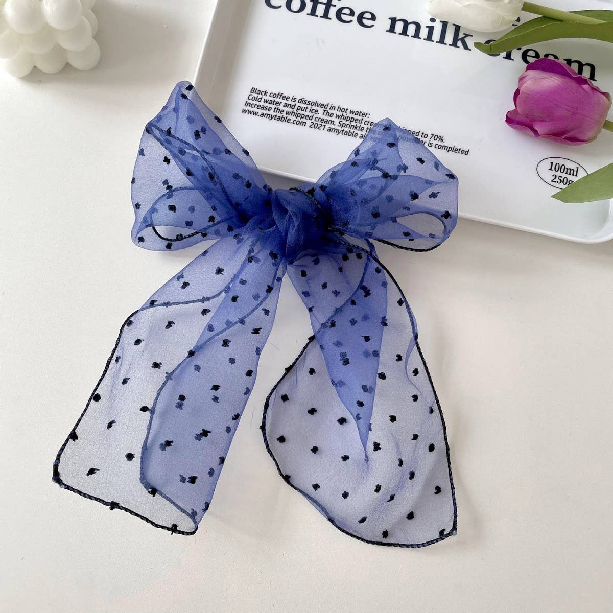 FASHIONABLE POLKA DOT BOW SCARF SCARF