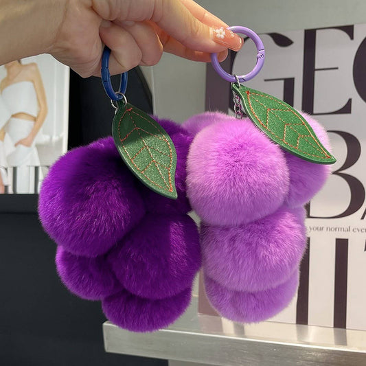 CUTE PLUSH DOLL PURPLE GRAPE CAR KEYCHAIN PENDANT