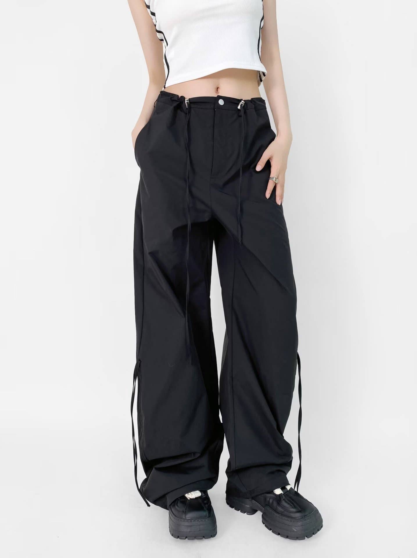 Retro loose casual straight-leg wide-leg pants