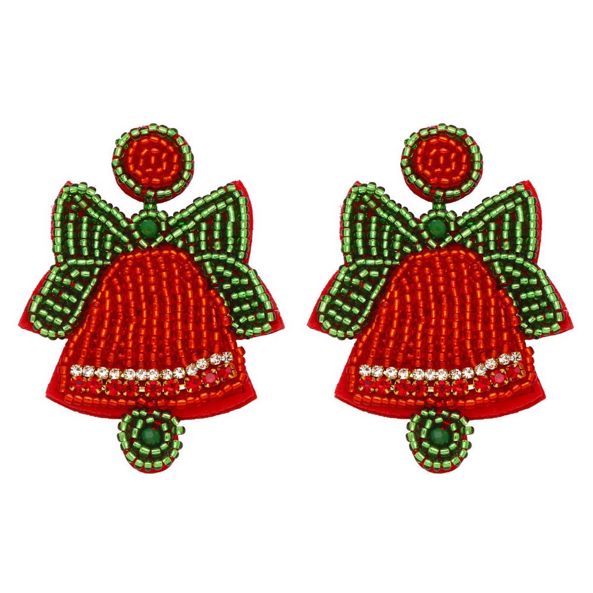HANDMADE BEADED CHRISTMAS BELL EARRINGS