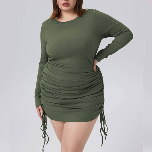 Sleek Round Neck Pullover Mini Dress_CWDMD6065