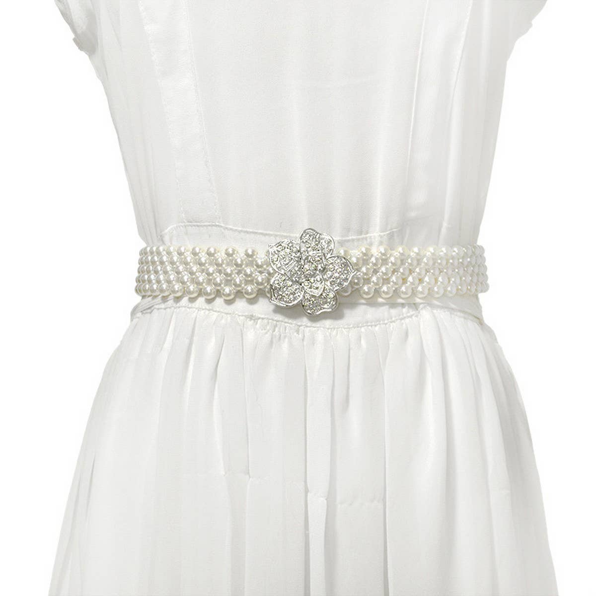 CASUAL WOMEN'S STRETCH COTTON PEARL WAIST CHAIN_CWABE0512