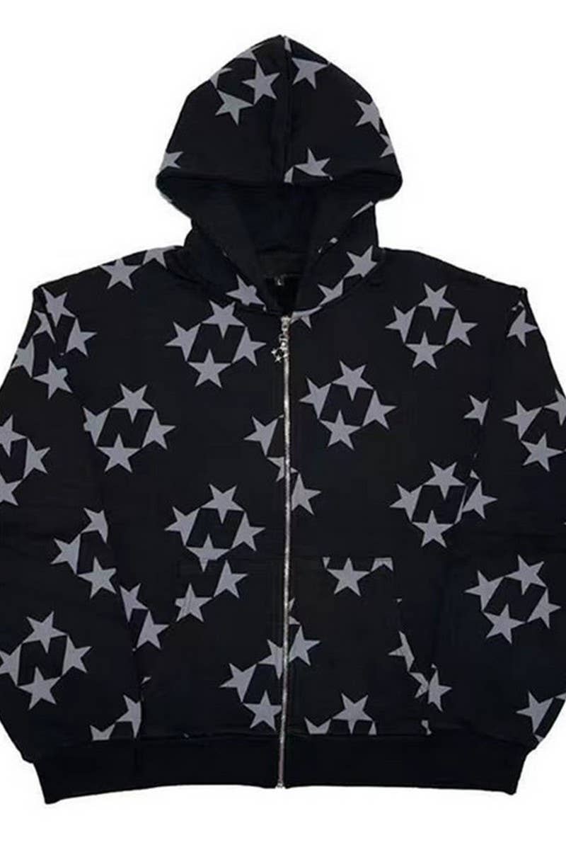 CWOCO1276_CASUAL FASHION CARDIGAN HOODED COUPLE SWEATSHIRT