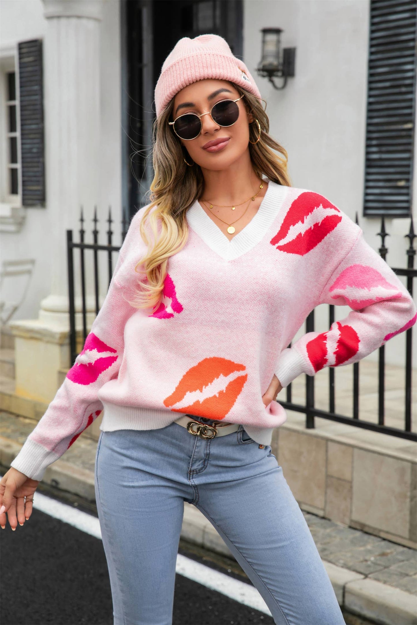 VALENTINE'S DAY SWEATER V-NECK KNIT JUMPER