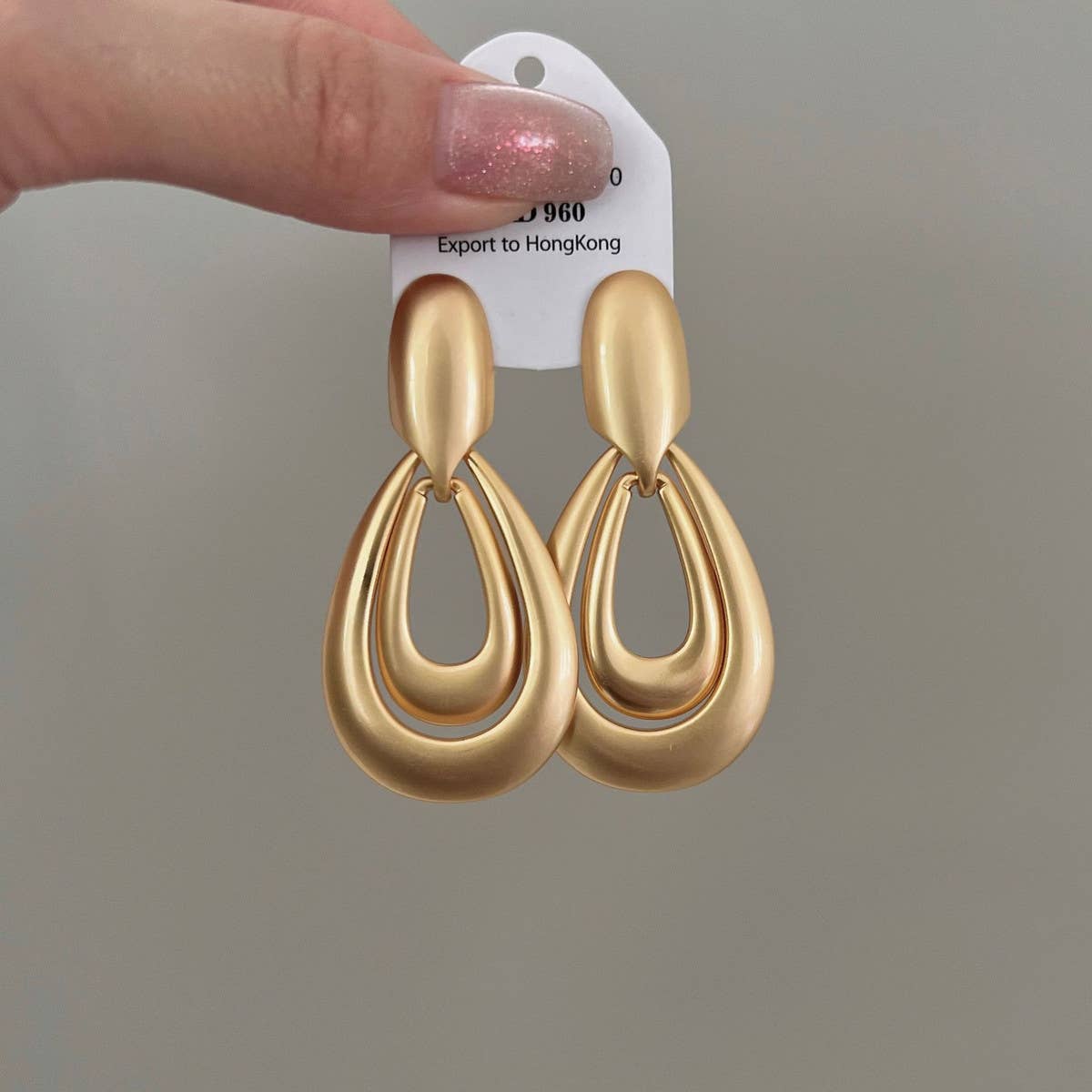 DOUBLE RING WATER DROP EARRINGS