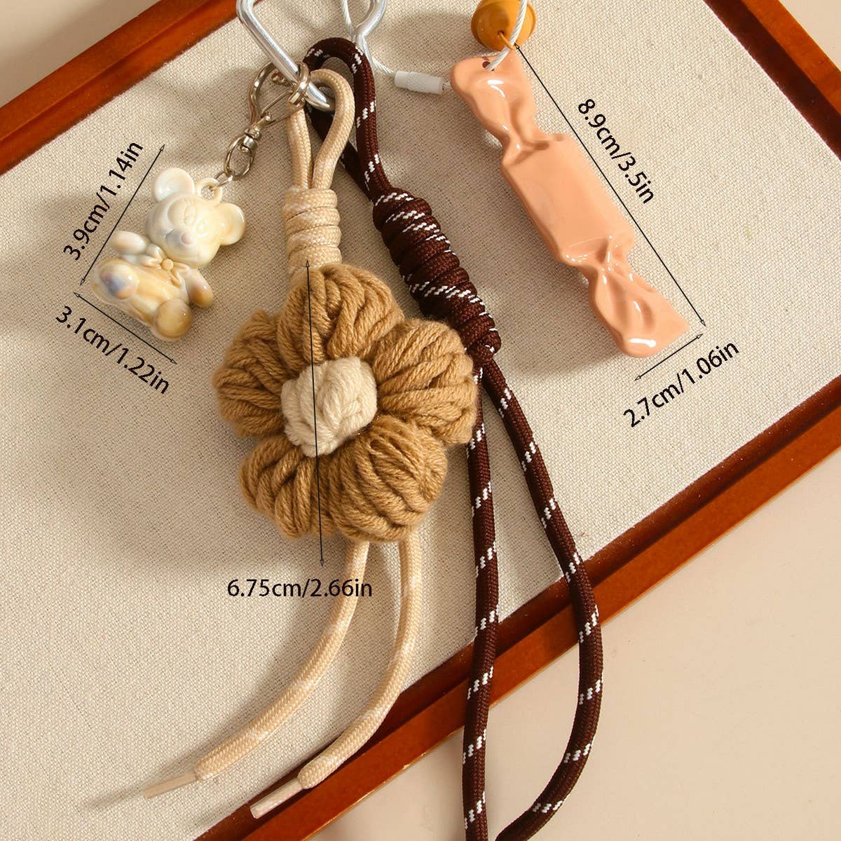 Fashion Crochet Flower Candy Dog Keychain_CWMM7642