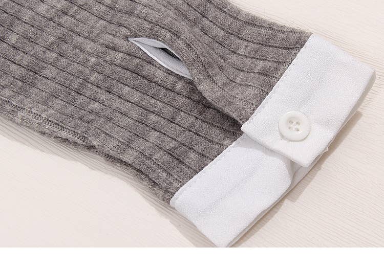 Patchwork Knit Color Contrast Long-Sleeved Shirt