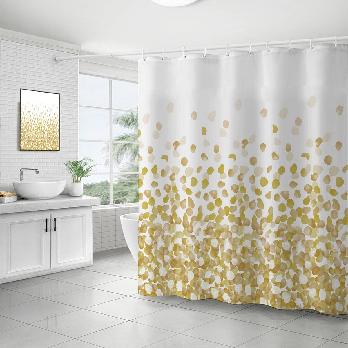 PETAL WATERPROOF AND MOISTURE-PROOF SHOWER CURTAIN_CWMM1789