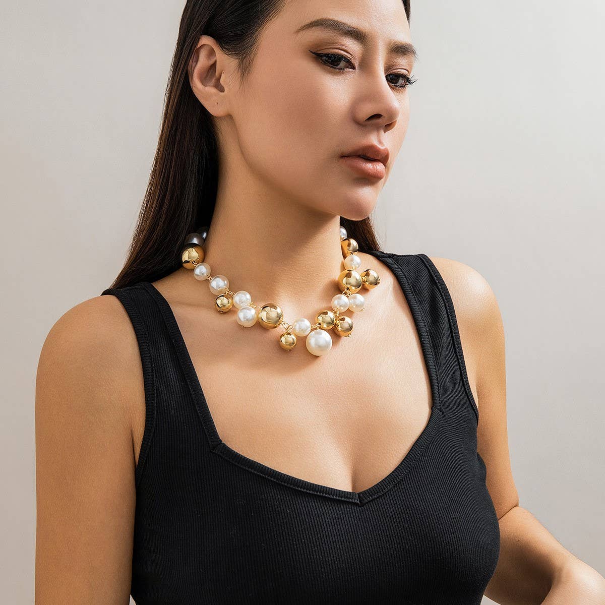 PUNK STYLE IMITATION PEARL NECKLACE_CWAJE1125