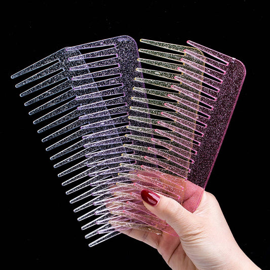TRANSPARENT FINE-TOOTHED COLORFUL GLITTER COMB