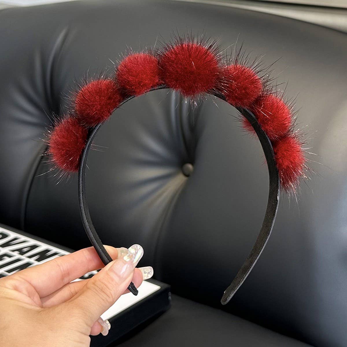 CUTE REAL MINK FUR BALL HEADBAND FUR HEADDRESS
