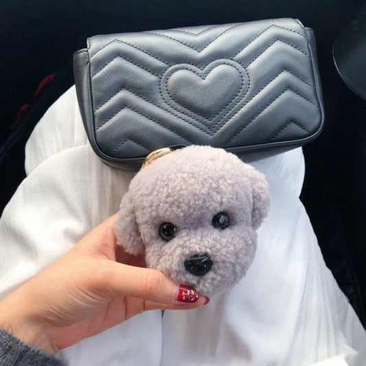 LAMB FUR PUPPY PLUSH BAG PENDANT CAR KEYCHAIN