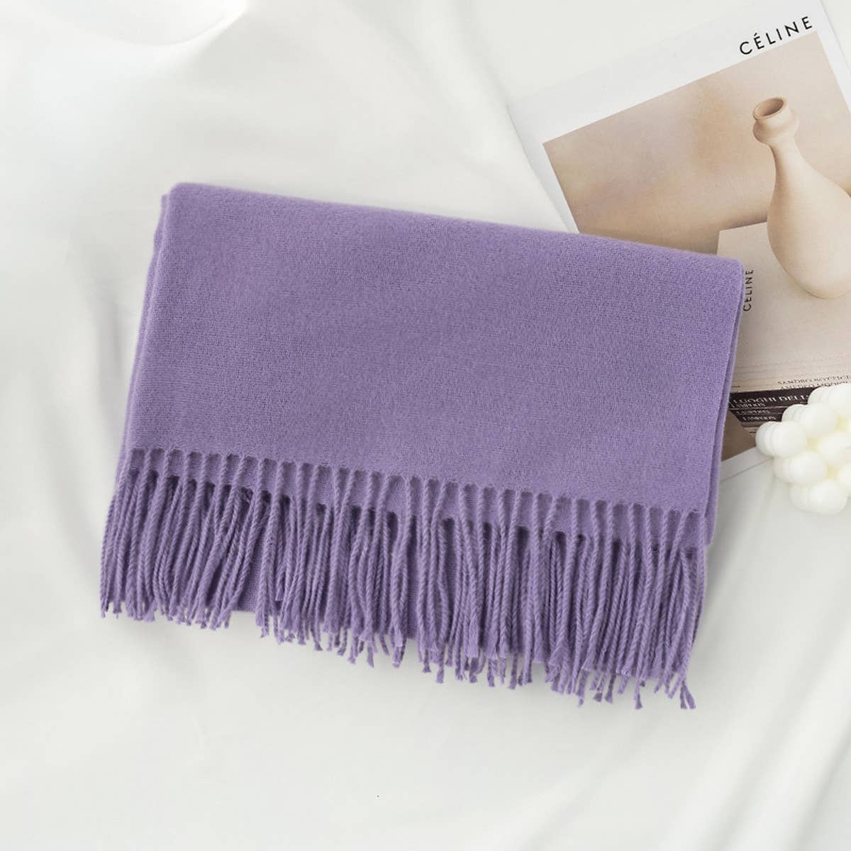 Cozy Solid Color Winter Scarf with  for Women