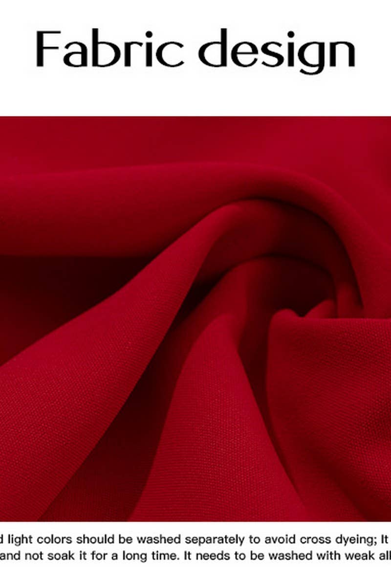 CWDSD5613_V-NECK SOLID COLOR PUFF SLEEVE DRESS