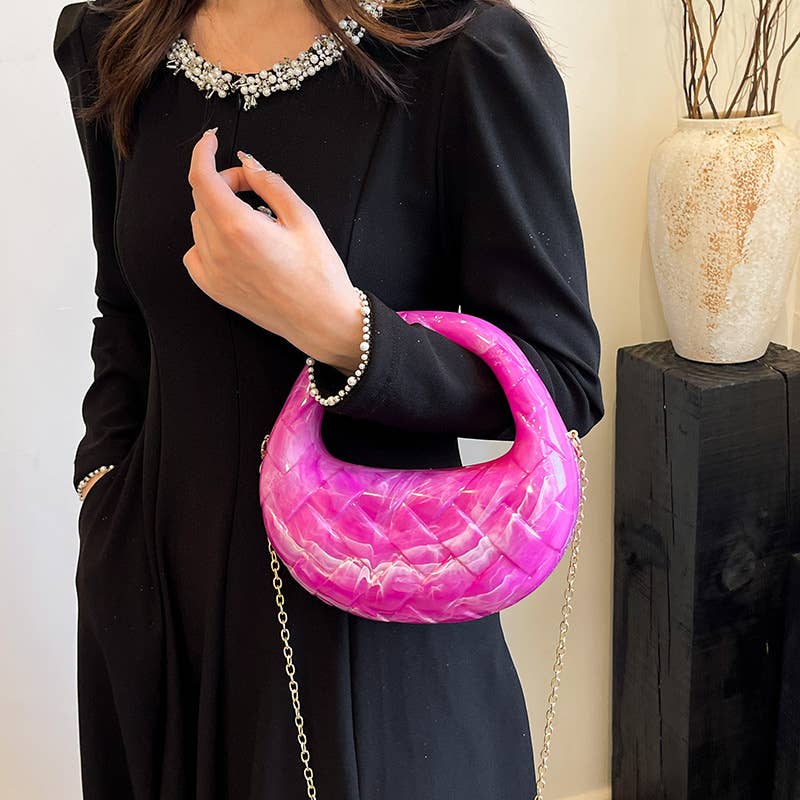 Diamond-shaped shiny single-shoulder underarm bag