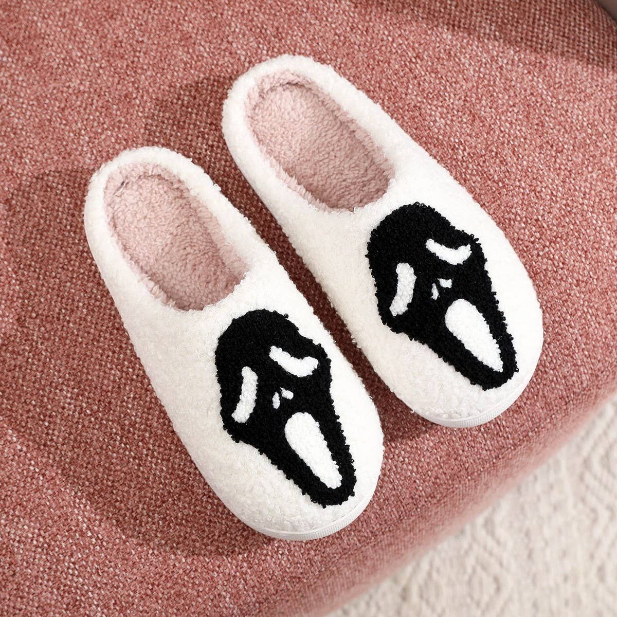 HALLOWEEN HOME SKULL SCREAM COTTON SLIPPERS