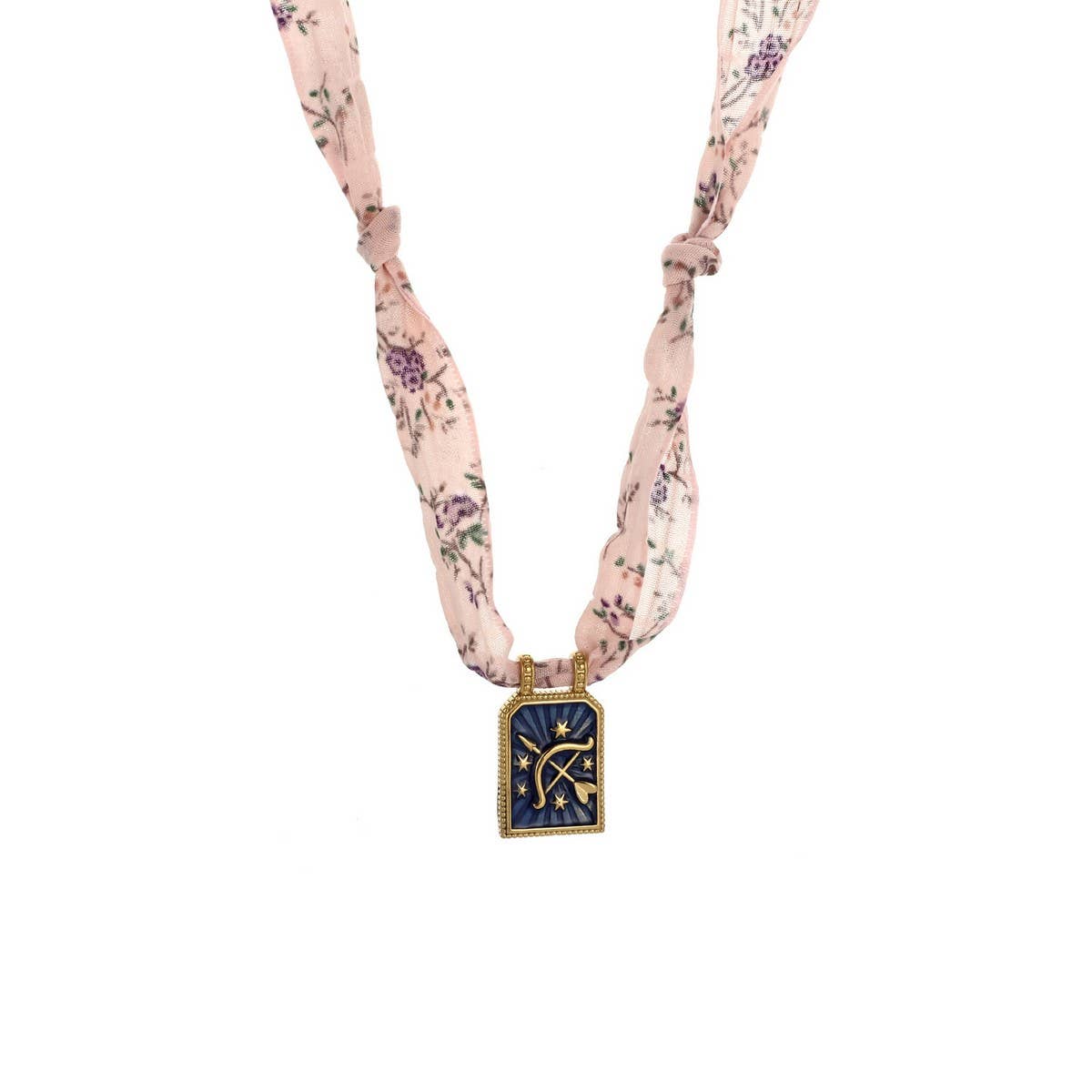 Handmade Zodiac Silk Scarf Necklace with Enamel