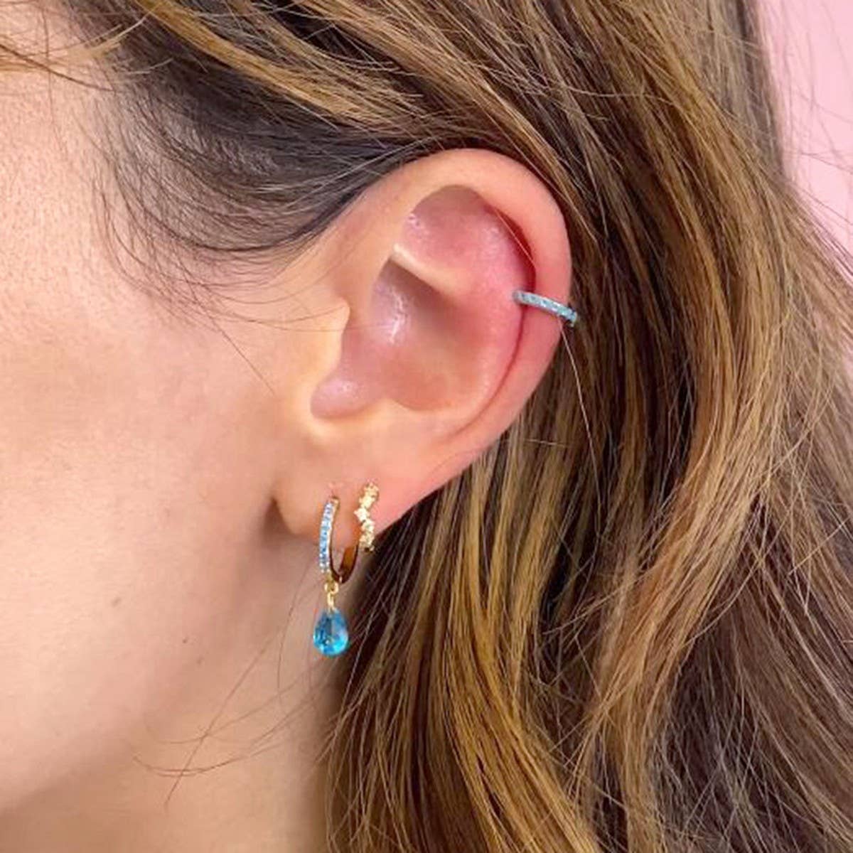 GEOMETRIC TEARDROP DIAMOND FRENCH EARRINGS