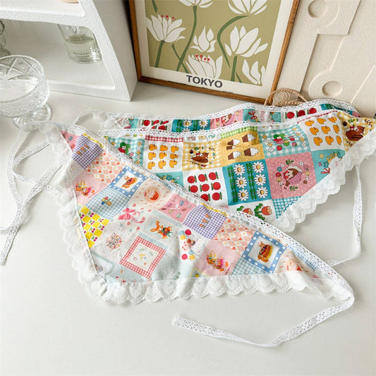 CARTOON CUTE FLOWER PATTERN TRIANGLE HEADSCARF_CWAHA1358