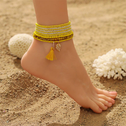 Handmade Tassel Anklet ? Wing Charm Design