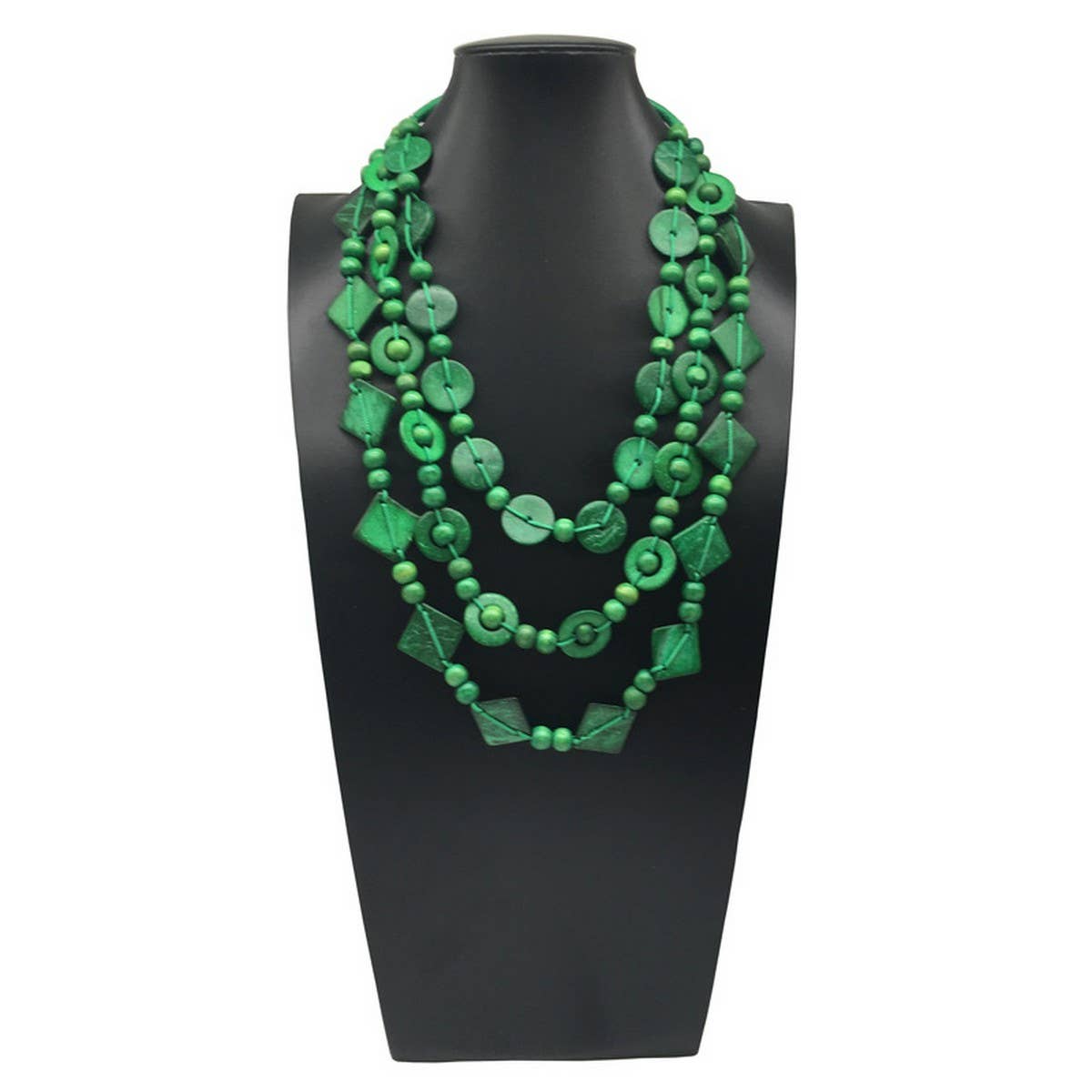 ETHNIC HAND-WOVEN COCONUT SHELL WOOD BEAD NECKLACE