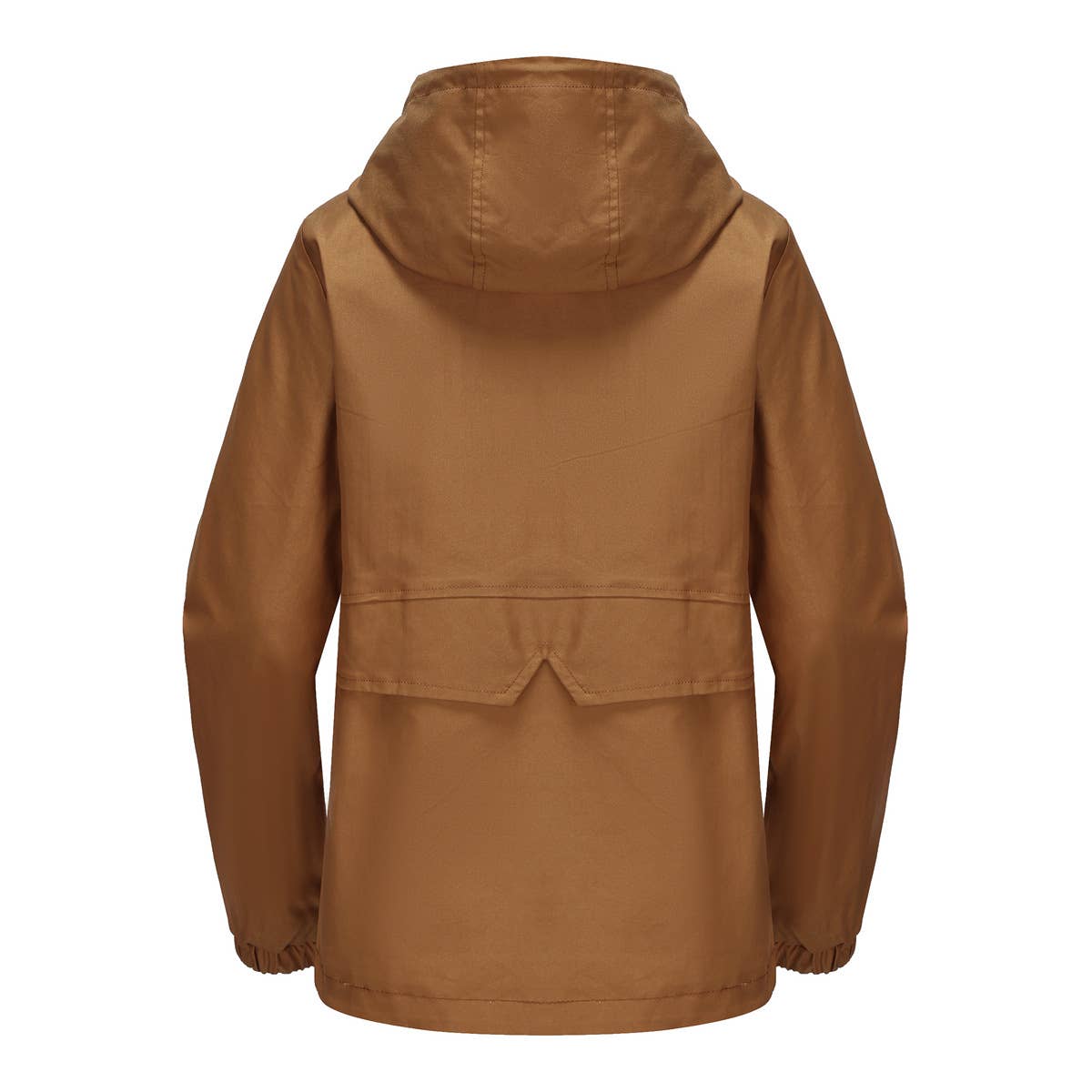 HOODED SOLID COLOR LONG SLEEVE TRENCH COAT