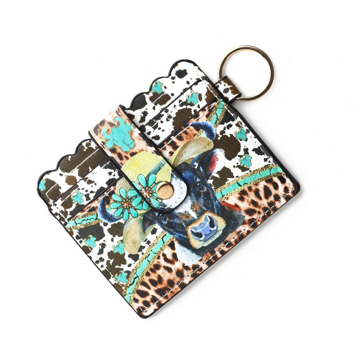 PU Leather Card Holder with Keychain & ID Slot_CWAB4938