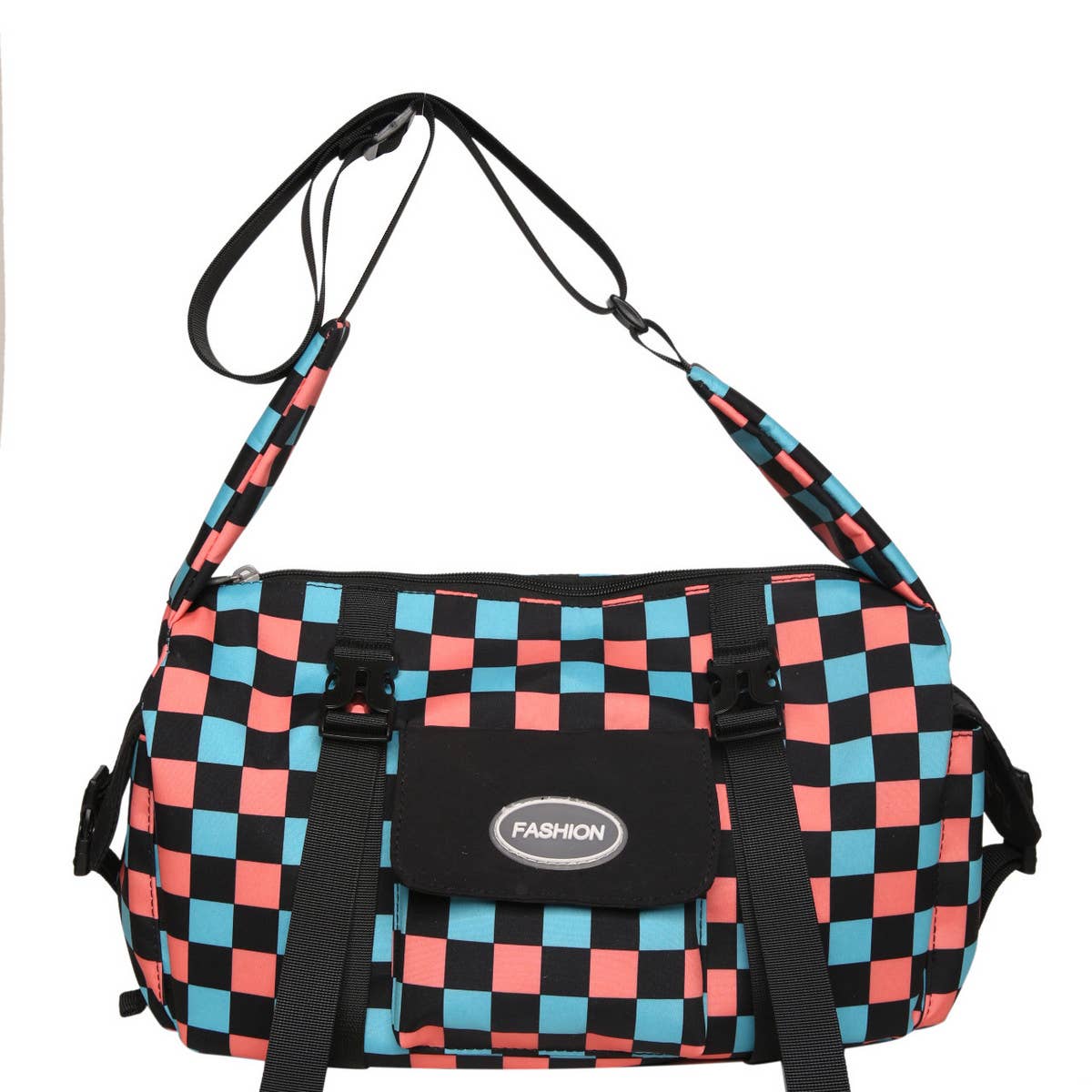 PLAID LARGE CAPACITY SHOULDER CANVAS BAG_CWAB1600