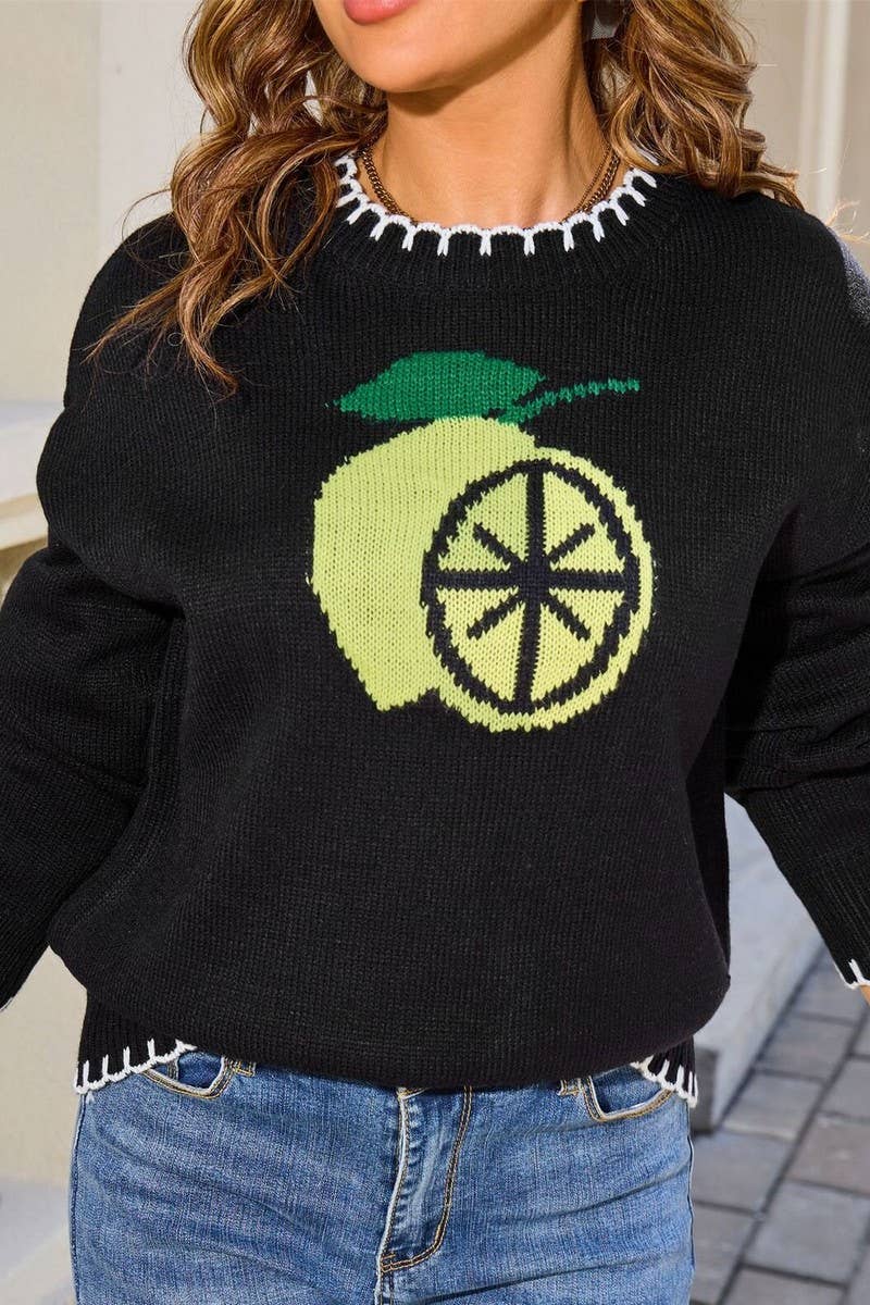 CWOSWL07597_JACQUARD CREW NECK PULLOVER SWEATER