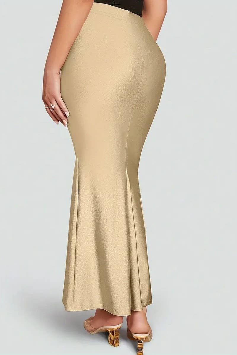 CWBLS0444_WOMEN'S FISHTAIL SLIM FIT KNITTED STRETCH SKIRT