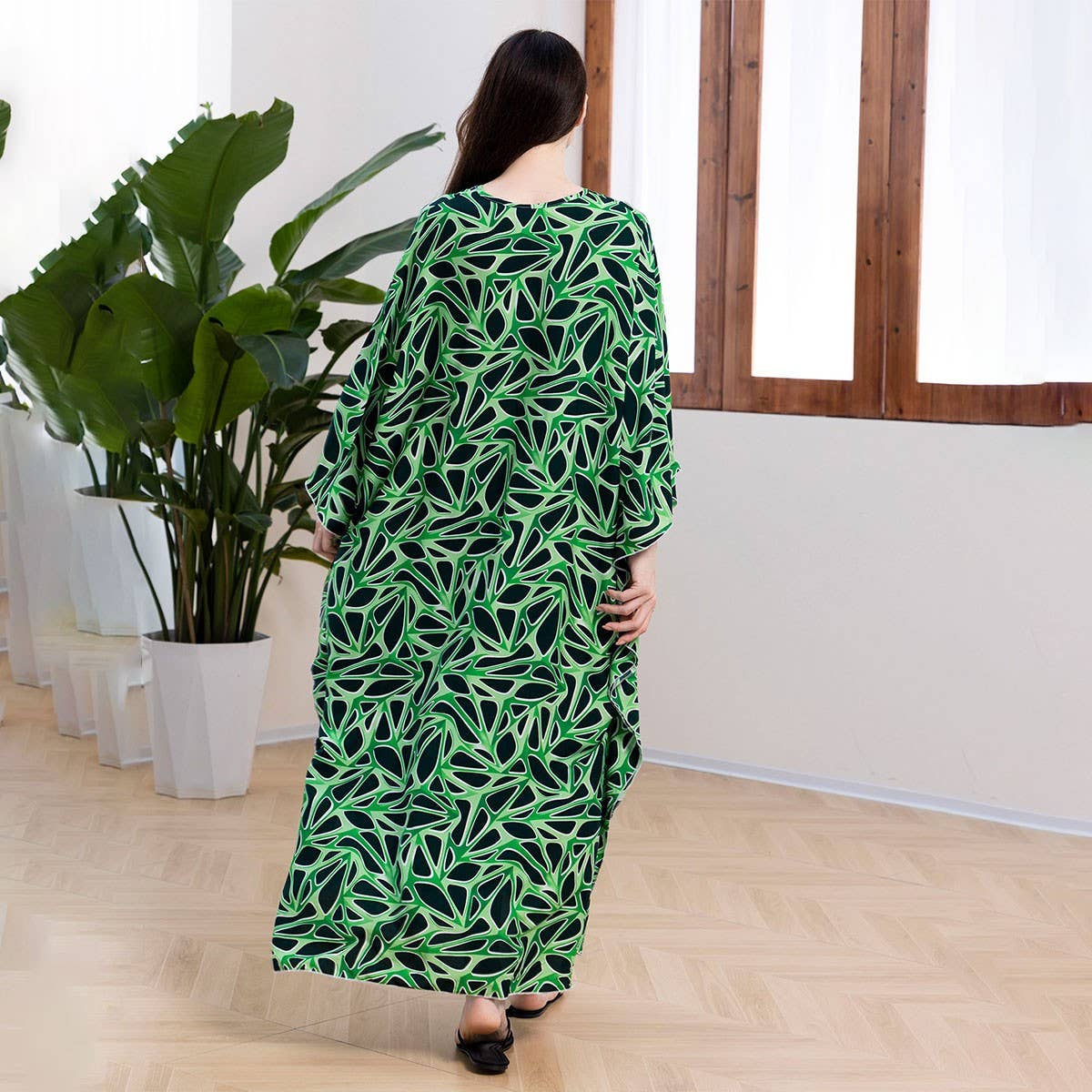 Geometric Print Rayon Beach Cover-Up Dress