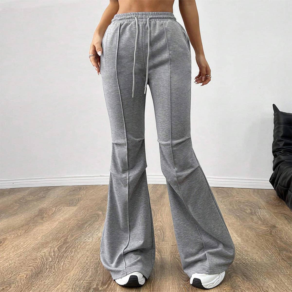 DRAWSTRING ELASTICATED WAIST THIN LEG WIDE PANTS