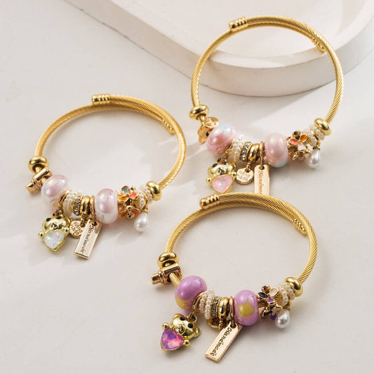Adjustable Stainless Steel Cat Rhinestone Bracelet_CWMM8576