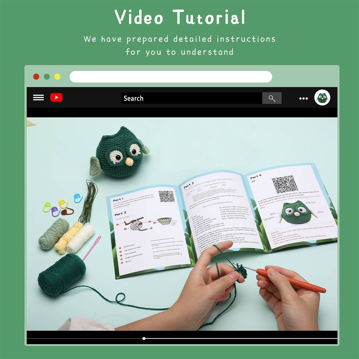 HAND KNITTED DOLL OWL CROCHET SET