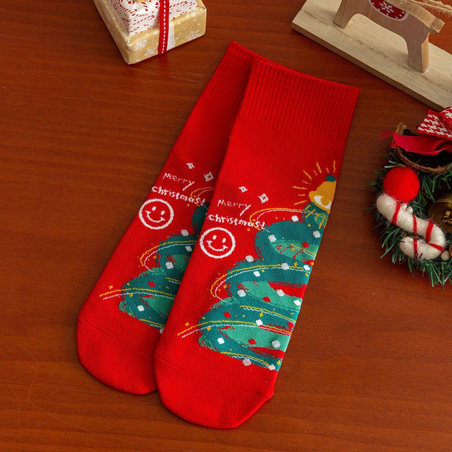 Christmas Gifts Santa Claus Elk Pattern Crew Socks
