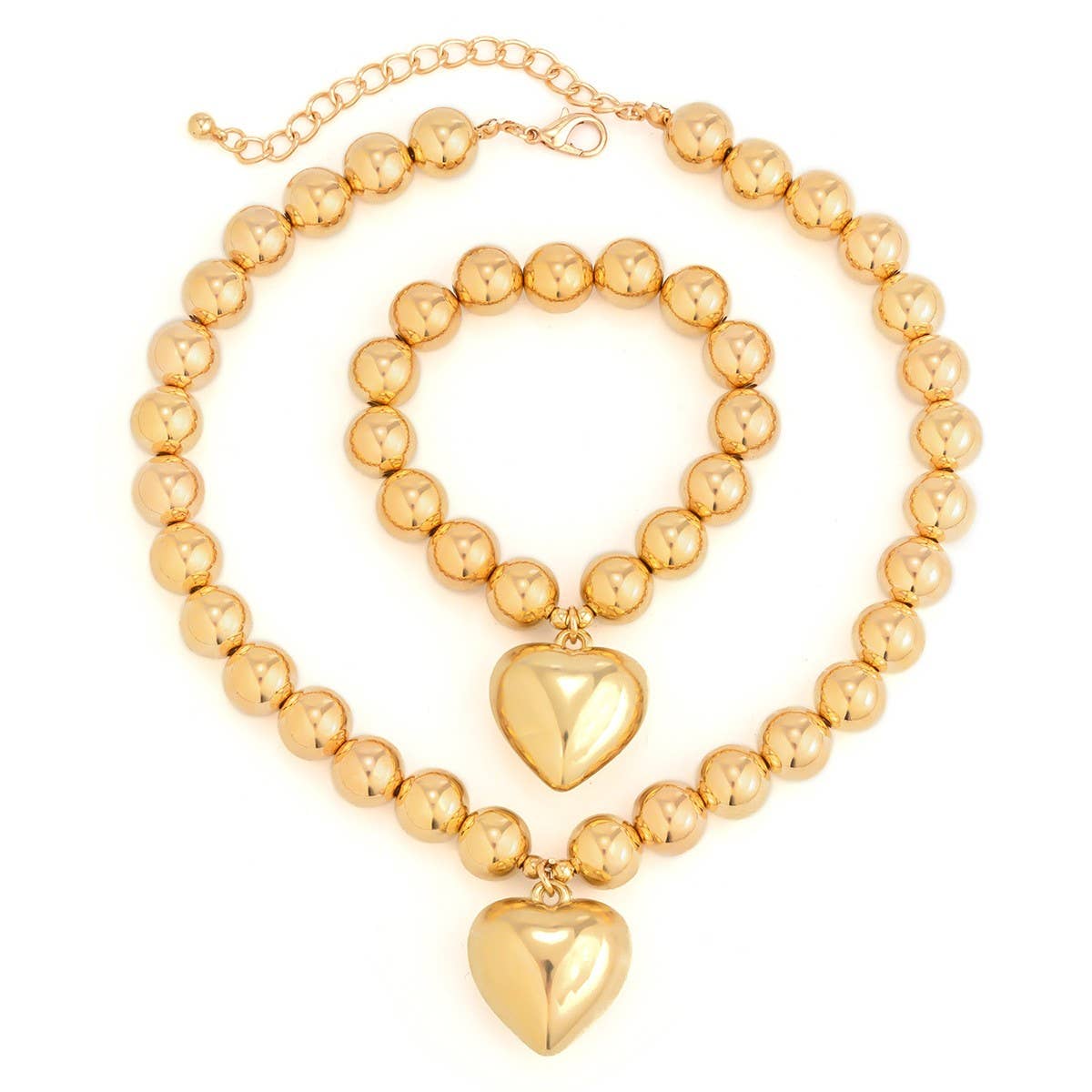 IMITATION PEARL HEART SHAPED PENDANT NECKLACE
