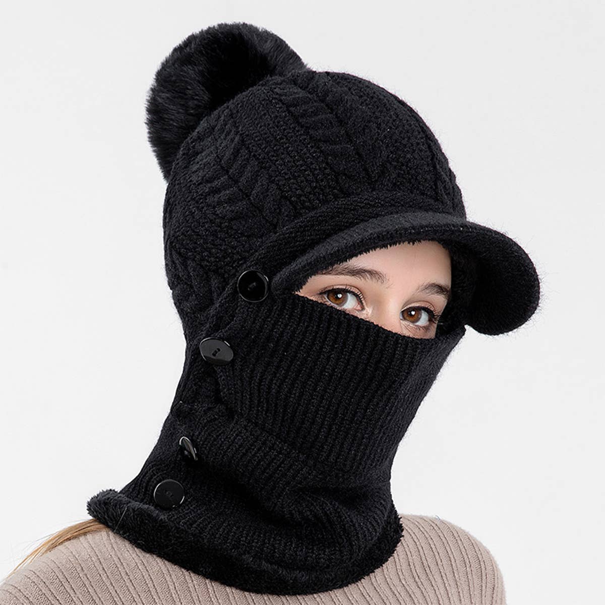 WINTER WOMEN'S KNITTED PULLOVER EARMUFFS HAT